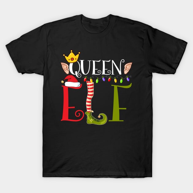 funny Christmas queen elf with Santa hat T-Shirt by TeesCircle